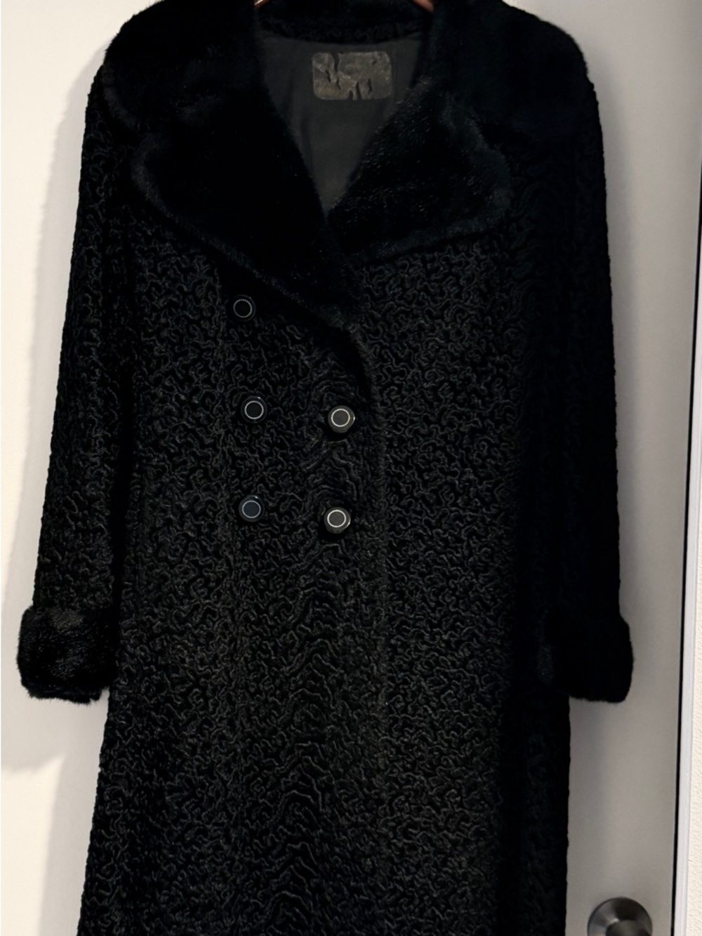 Vintage Lucien Daville Paris Faux Astrakhan Coat